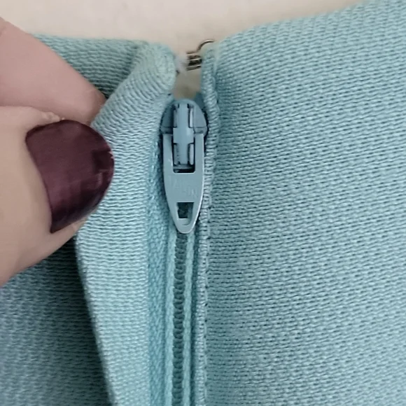 Vintage Blue & Lace Midi Short Sleeve Shift Dress By Jean Lang (Altered Waist) S - Picture 13 of 13